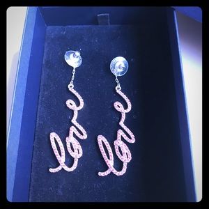 Pink Swarovski Crystal Love Earrings